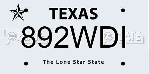 892WDI Texas License Plate