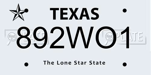 892WO1 Texas License Plate