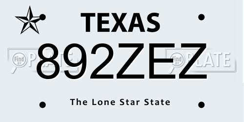892ZEZ Texas License Plate