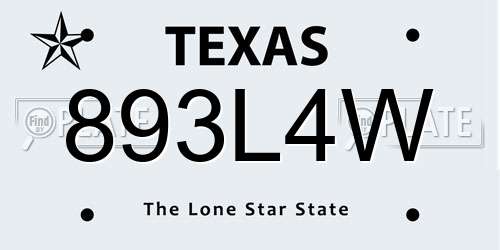 893L4W Texas License Plate