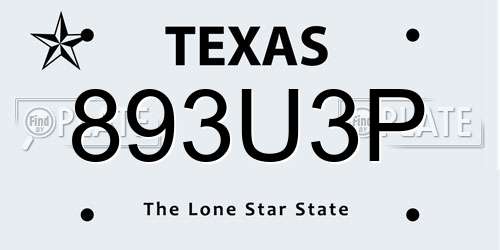 893U3P Texas License Plate