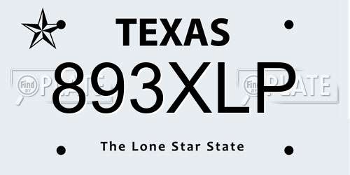 893XLP Texas License Plate