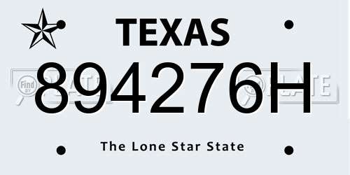 894276H Texas License Plate
