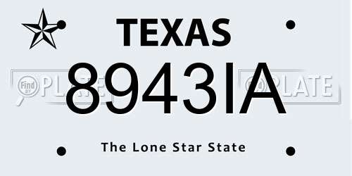 8943IA Texas License Plate