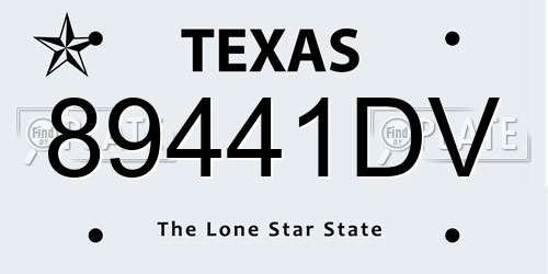 89441DV Texas License Plate
