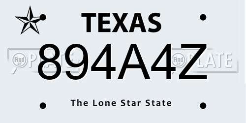 894A4Z Texas License Plate