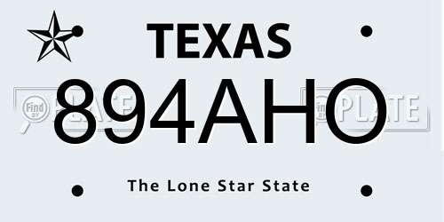 894AHO Texas License Plate