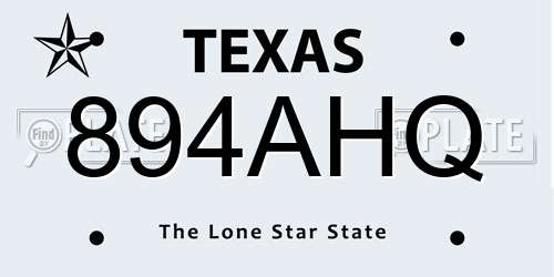894AHQ Texas License Plate