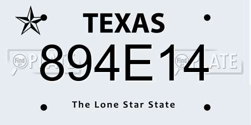 894E14 Texas License Plate