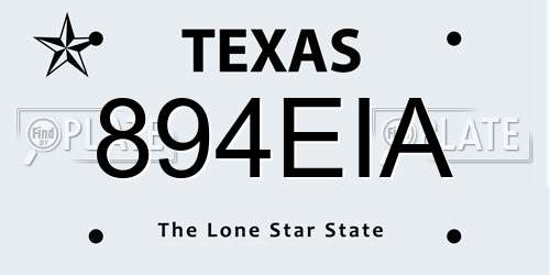 894EIA Texas License Plate