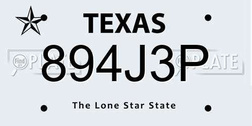 894J3P Texas License Plate