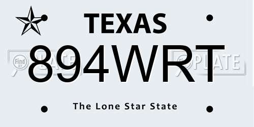 894WRT Texas License Plate