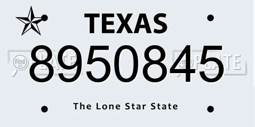 8950845 Texas License Plate