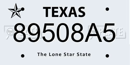 89508A5 Texas License Plate