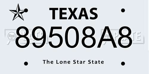 89508A8 Texas License Plate