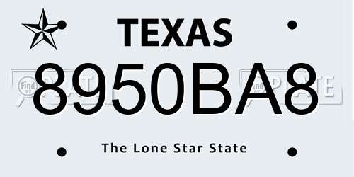 8950BA8 Texas License Plate