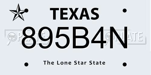 895B4N Texas License Plate