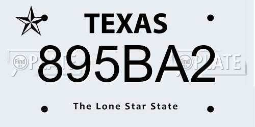 895BA2 Texas License Plate