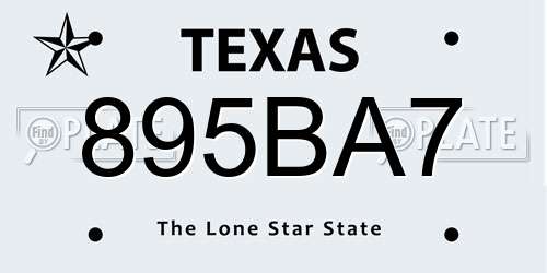 895BA7 Texas License Plate