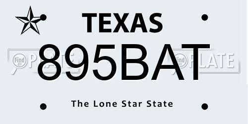 895BAT Texas License Plate