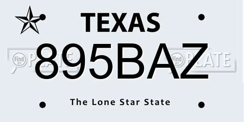 895BAZ Texas License Plate