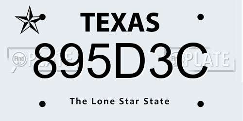 895D3C Texas License Plate
