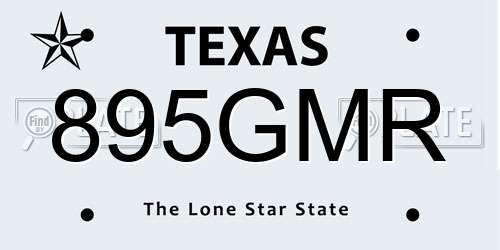 895GMR Texas License Plate
