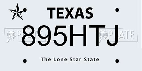 895HTJ Texas License Plate
