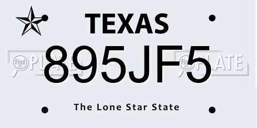 895JF5 Texas License Plate