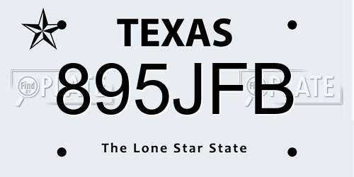 895JFB Texas License Plate