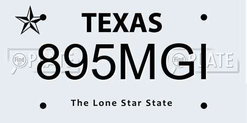 895MGI Texas License Plate