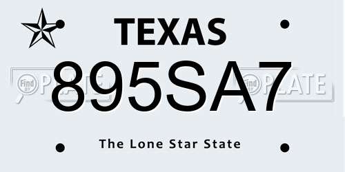895SA7 Texas License Plate