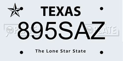 895SAZ Texas License Plate