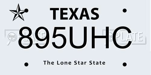 895UHC Texas License Plate