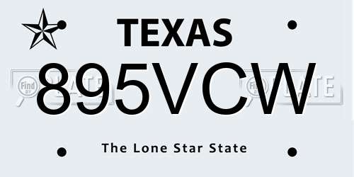 895VCW Texas License Plate