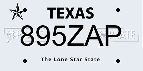 895ZAP Texas License Plate