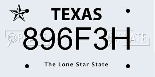 896F3H Texas License Plate