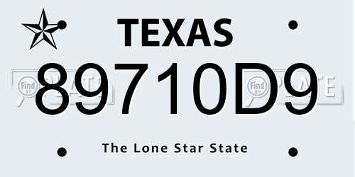 89710D9 Texas License Plate