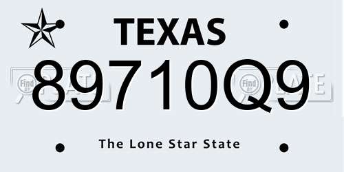 89710Q9 Texas License Plate