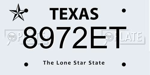 8972ET Texas License Plate