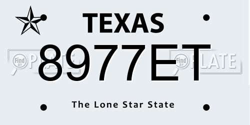 8977ET Texas License Plate