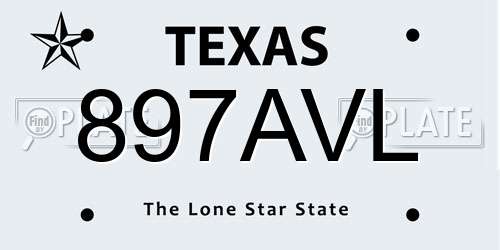 897AVL Texas License Plate
