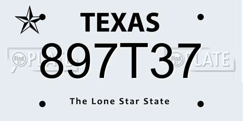 897T37 Texas License Plate