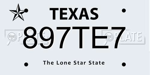 897TE7 Texas License Plate