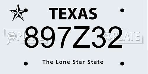 897Z32 Texas License Plate