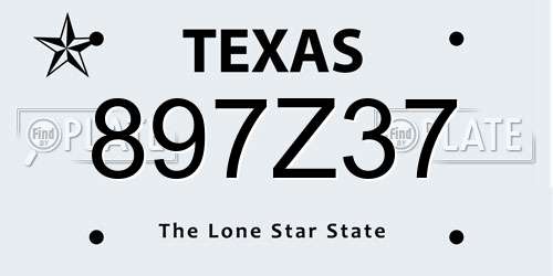 897Z37 Texas License Plate