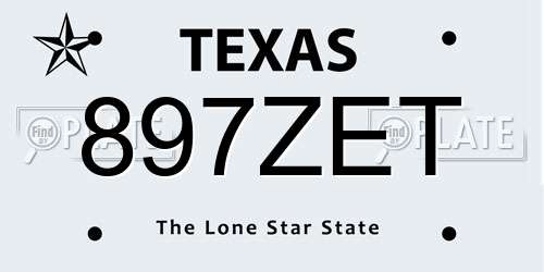 897ZET Texas License Plate