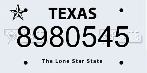 8980545 Texas License Plate