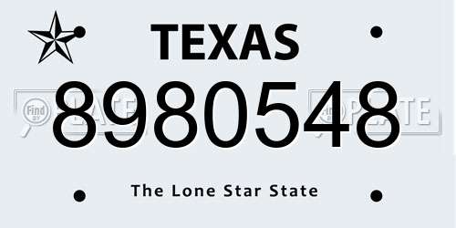 8980548 Texas License Plate