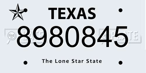 8980845 Texas License Plate